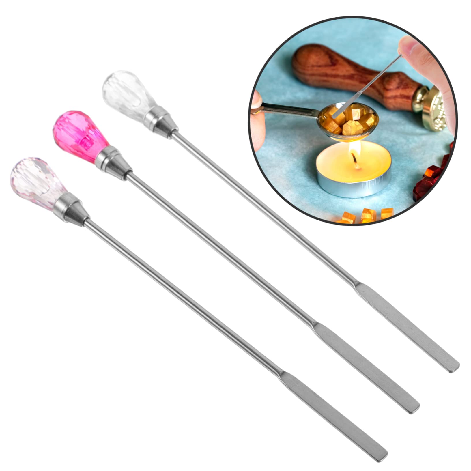 GRIRIW 3pcs Lacquer Mixing Spoon Mixing Rod Mixing Sticks Sealing Wax Stirring Sticks Seal Wax Stirring Sticks Wax Seal Stirrer Wax Stir Stirrers Alloy Plastic Heater re-usable