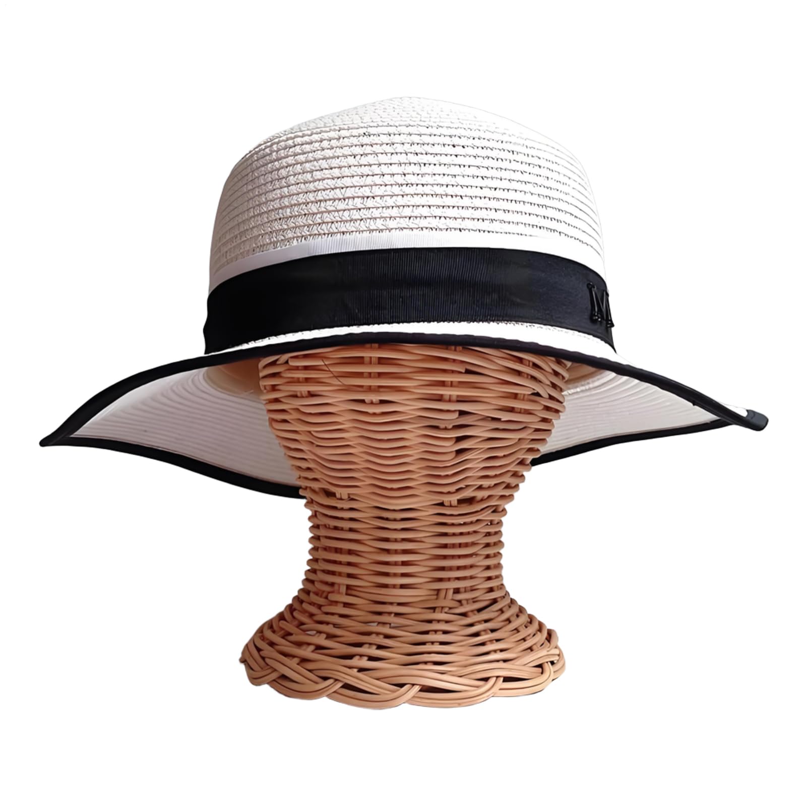 Porte-chapeau en rotin et support de présentation avec base stable pour table