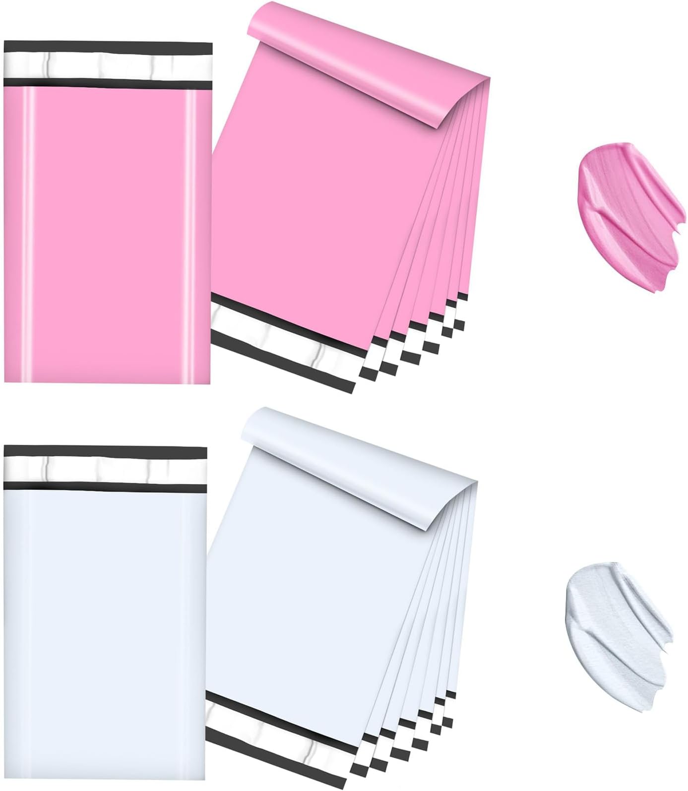 HBSTUDIO 200PCS Poly Mailers 15x29 cm Pink&White Mailing Envelopes Bags Shipping Bags with Self Adhesive Waterproof and Tear-Proof Postal Bags