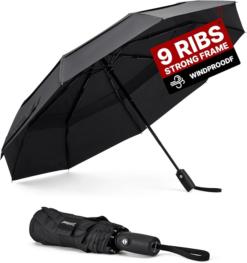 G4Free 42 Inch Travel Umbrella Compact Vented Windproof lightweight & Strong, Fits Car, Backpack & Commuting