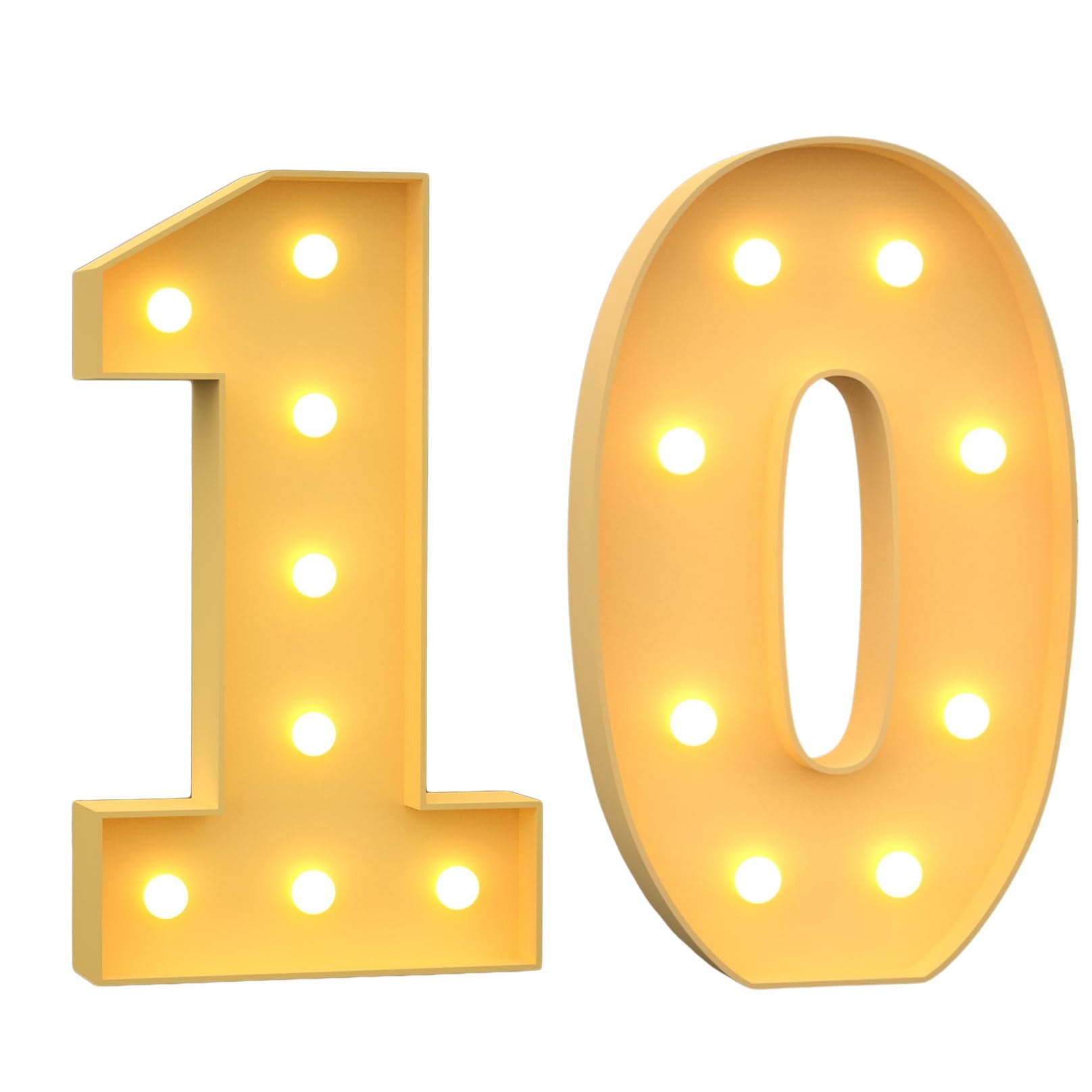 Marquesina Gigante con números iluminados de 1,2 m (0,1,2,3,4,5,6,7,8,9) para Fiestas de cumpleaños de 1,16 y 21 años (Color: número 10, tamaño: 120 cm)