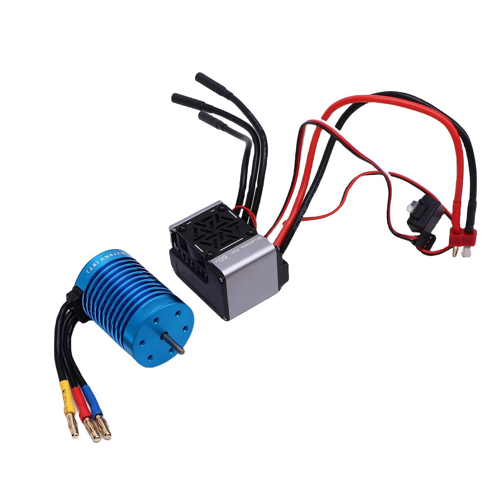 Keenso Bezszczotkowy Silnik RC ESC Combo, Bezszczotkowy Silnik 4370KV ze Stopu Aluminium, Elektryczny Regulator Prędkości 60A do Samochodów RC w Skali 1/10