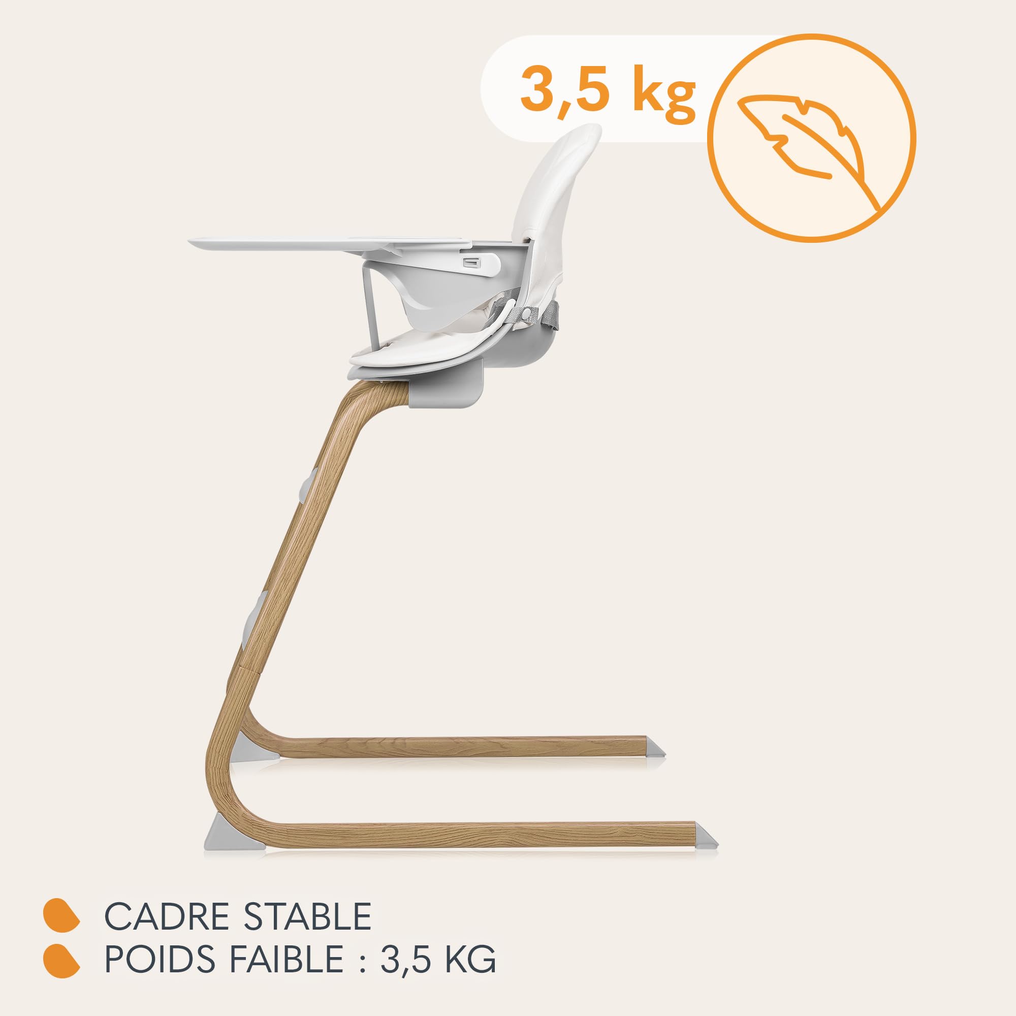Lionelo Dalia Chaise Haute Bébé Évolutive 2 en 1, 6-36 Mois | 15 kg en chaise haute, 60 kg en chaise enfant, 2 repose-pieds, harnais 5 points, plateau lave-vaisselle, Gris/Bois naturel