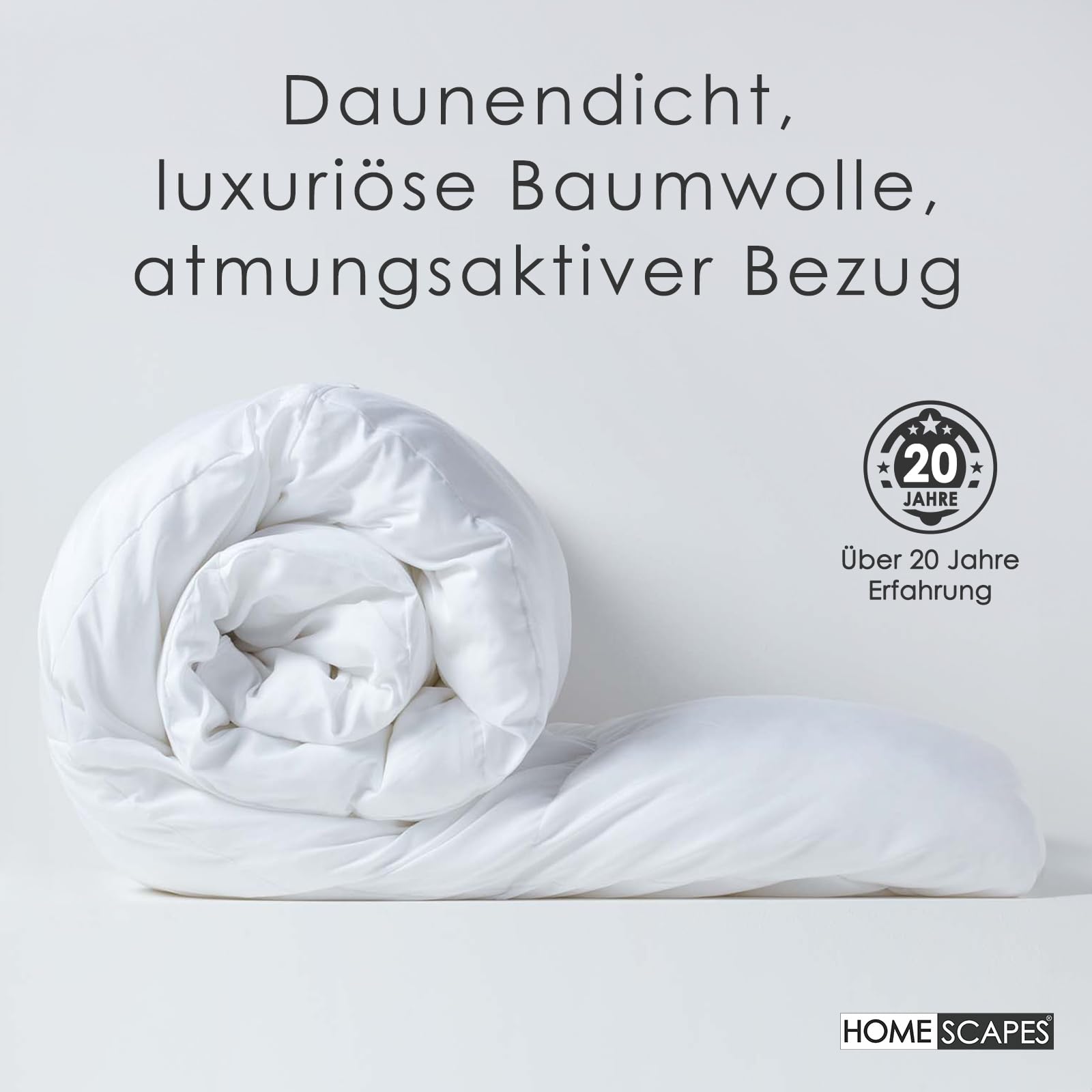 Homescapes Daunendecke 150x200 cm – Sommerdecke Wärmeklasse 2, Entenfedern & Daunen Bettdecke, 210 GSM Füllung, Steppdecke, Oeko-TEX Standard 100