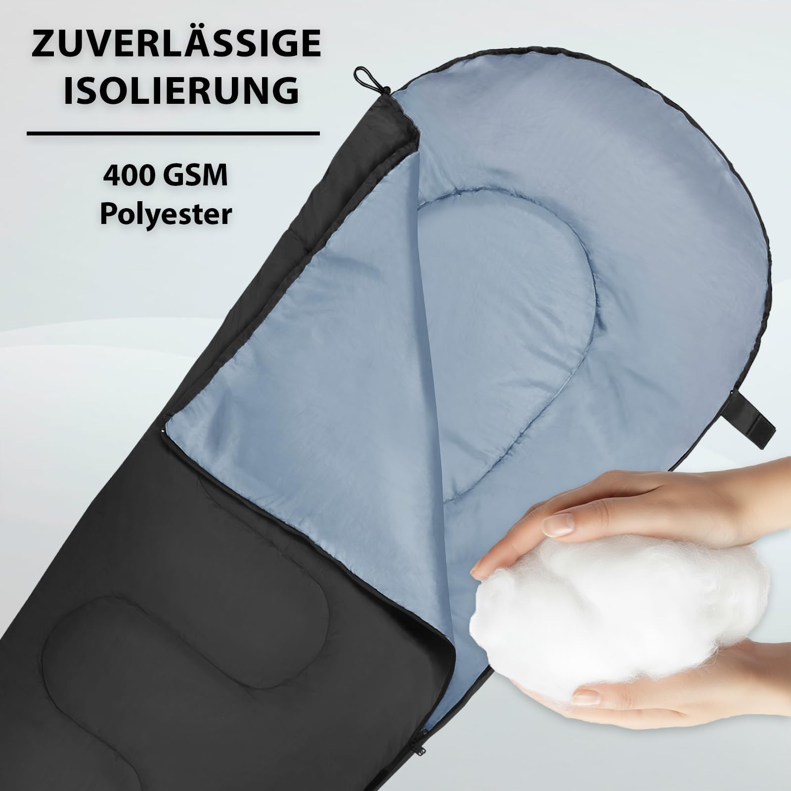 ALPIDEX Schlafsack Erwachsene 4 Jahreszeiten 400 GSM - Mumienschlafsack mit Klemmschutz - Kleines Packmaß, leicht & warm - Camping, Trekking & Outdoor