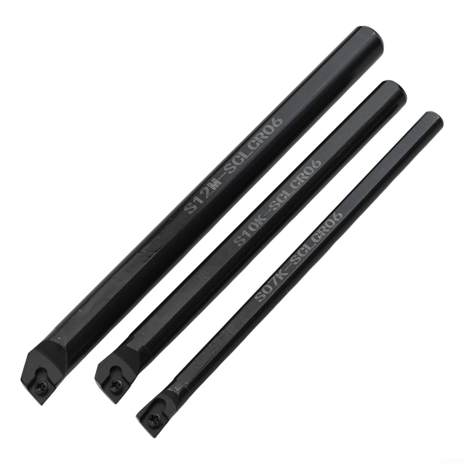 Lot de 10 inserts en carbure CCMT0602 avec 3 barres d'alésage en acier pour porte-outil de tournage S07K-SCLCR06 S10K-SCLCR06 S12M-SCLCR06 95 degrés Coupe à droite
