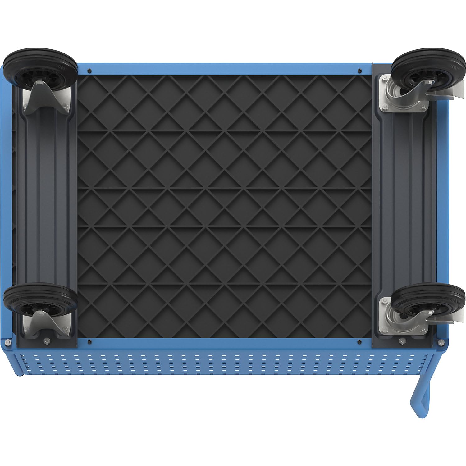 eurokraft pro | Plattformwagen | Mit 4 halbhohen Lochblechwänden, LxB 1250 x 800 mm, Vollgummi