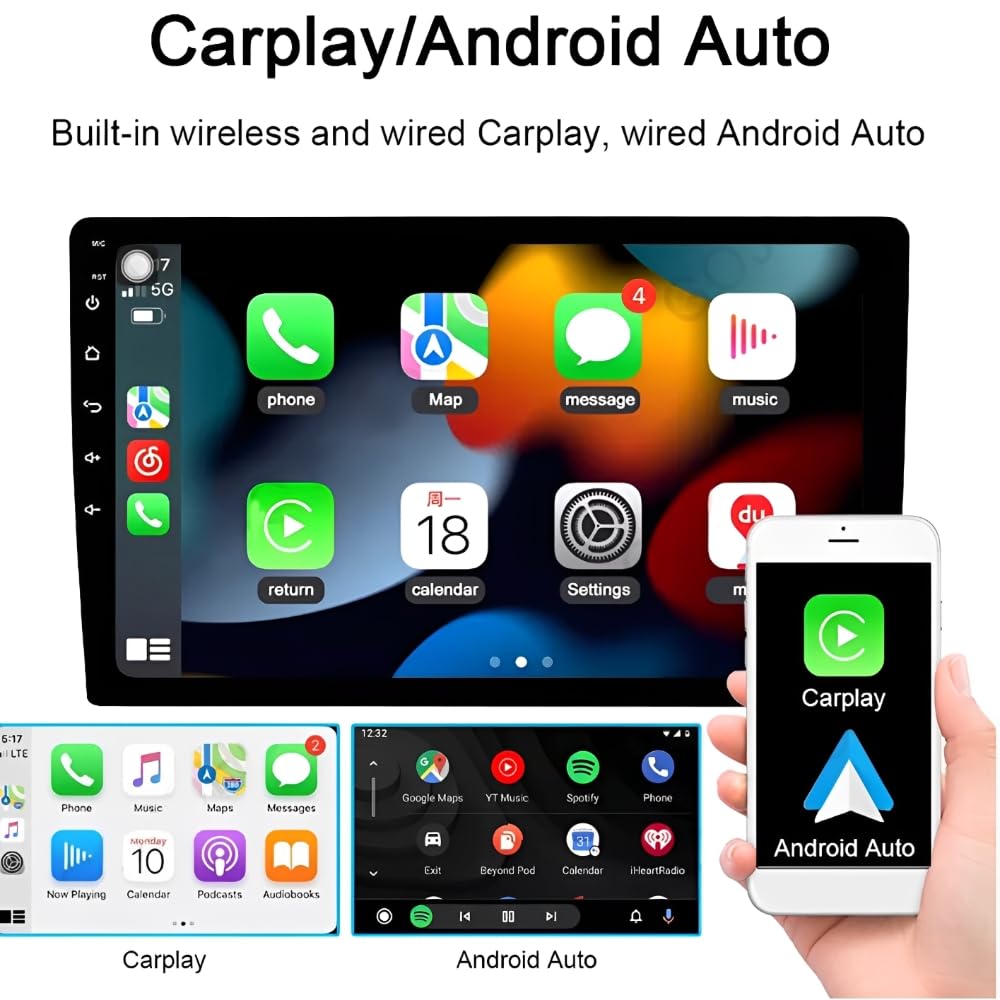 7 inch Android 13 Car Radio for Chrysler 2006-2008 Dodge Ram Je-ep 2002-2010 Touch Screen Double Din Car Radio Bluetooth Carplay Radio Wireless Carplay Android Auto FM RDS AHD Backup Camera, 2+32G