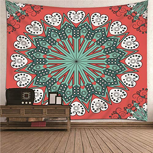 EHOMERY Wandbehang Schmal XXL Wanddekoration Rot Filigranes Muster Der Retro- Blume Comic Wanddekoration Dachschräge Wandschmuck Groß Schlafzimmer...