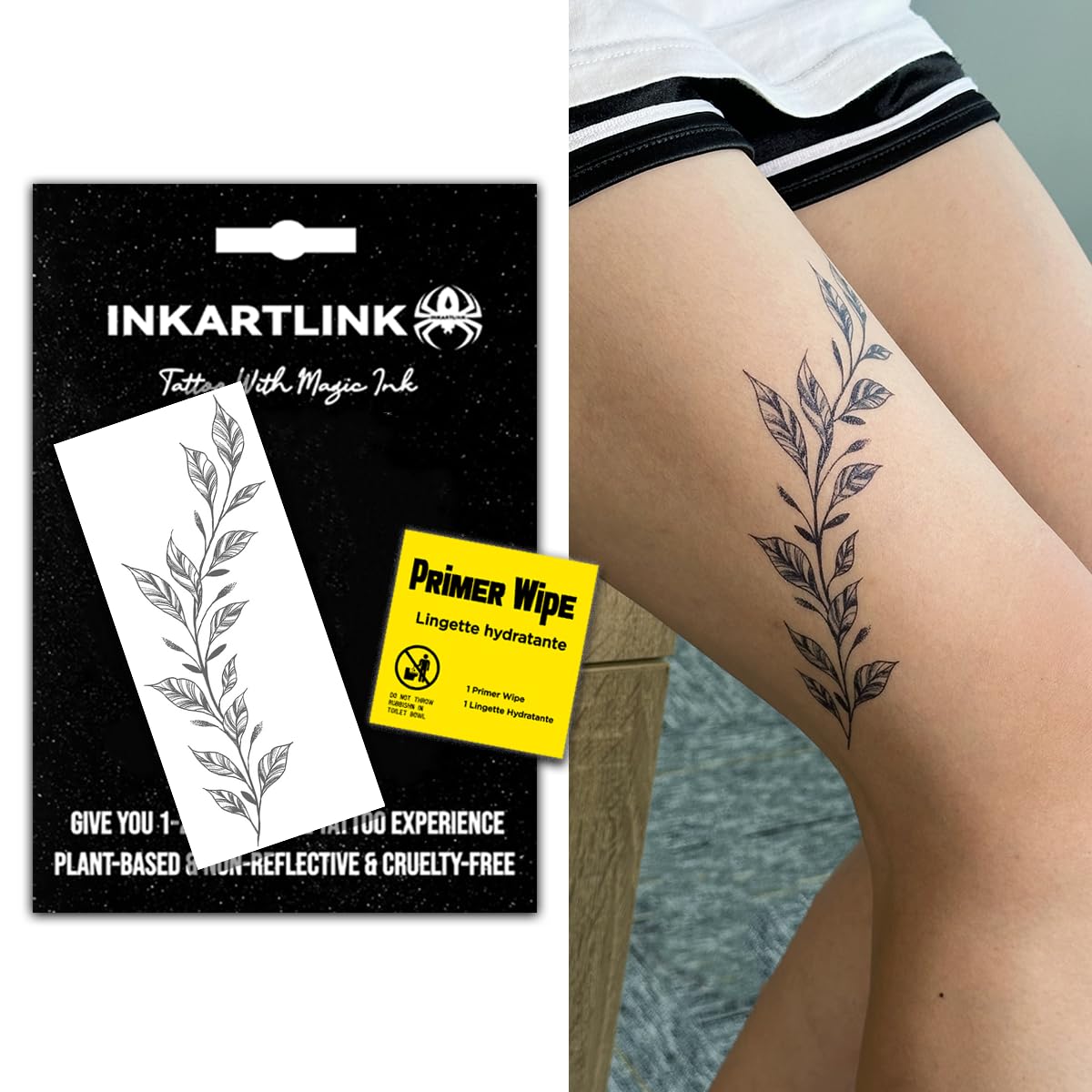 INKARTLINK Semi-Permanent Tattoos,Feminine Hand and Leg Party Vine Tattoos, Exquisite and Realistic Designs, Bring an Interesting Tattoo Experience, No Reflection, Water-resistant (Vine Leaves 3)