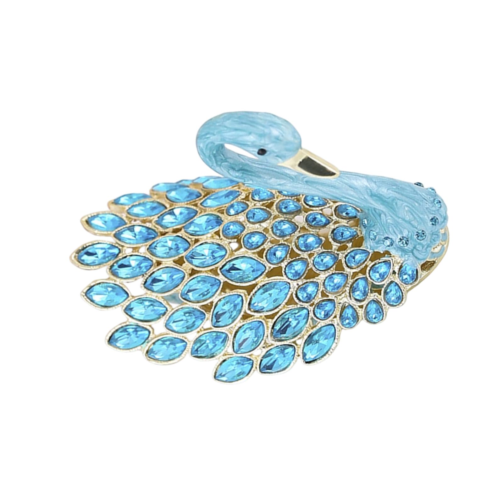 Limtula Themed Enameled Trinket Box with Handcrafted Geese and Diamonds Accents for Display Rings Holder Elegant Dresser Top Accessory