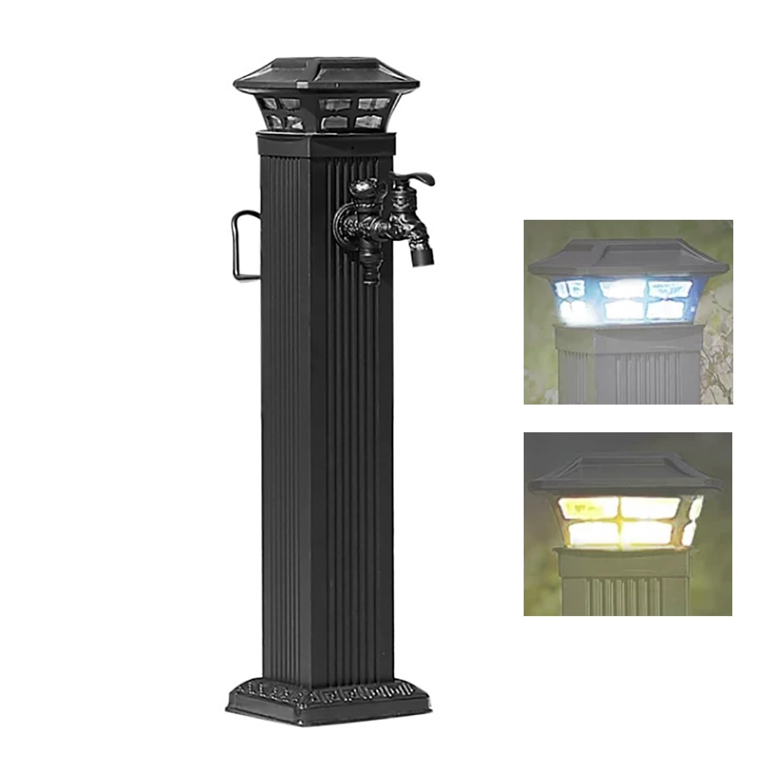 BHGFYXBS Solar Garden Water Column Light, Free Standing Hose Stand, Frost Proof Outdoor Faucet Hydrant, 43In Solar Pillar For Irrigation And Washing, Courtyard Water Spigot,size_name-110cm/43in