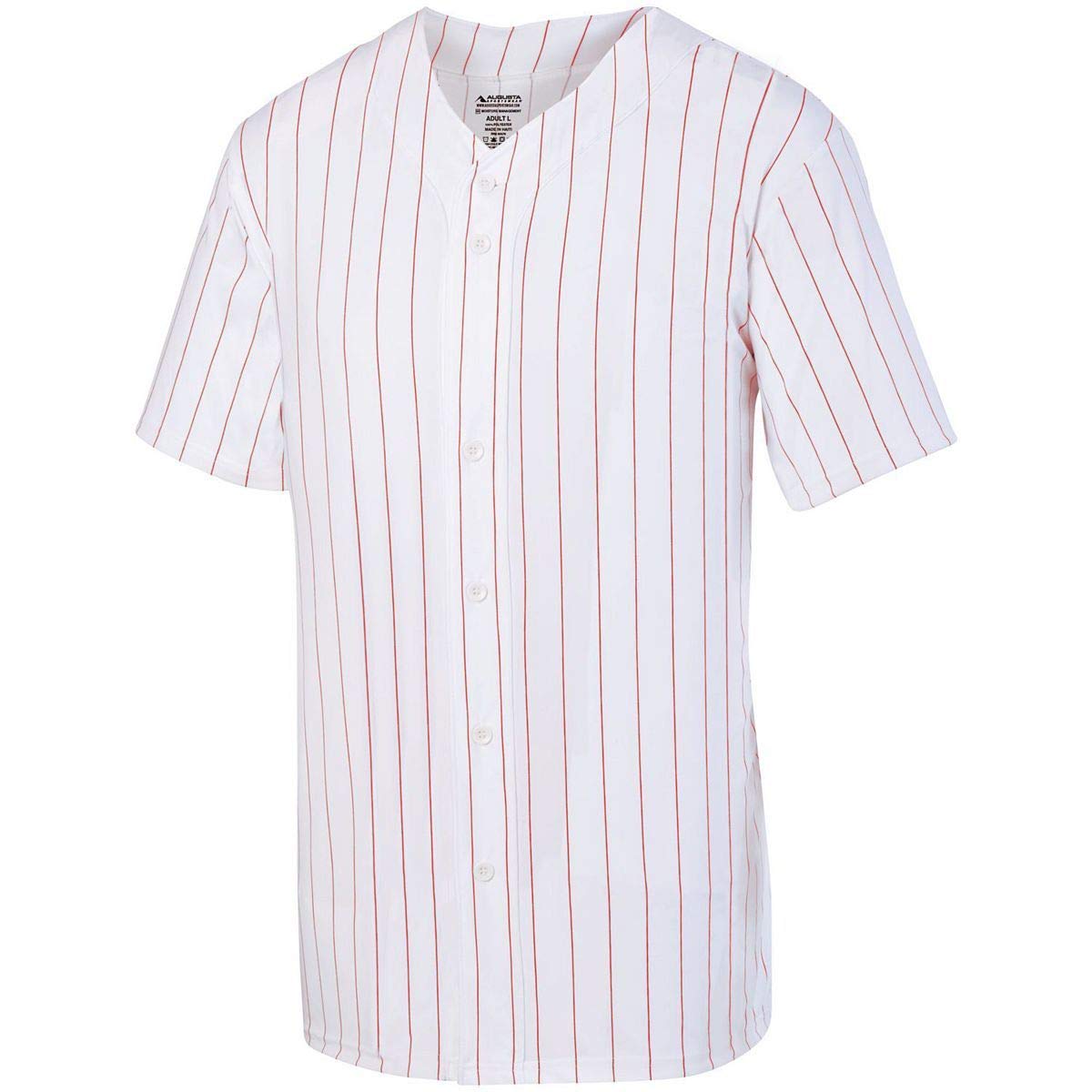 Augusta Sportswear Boys' Pinstripe Full Button Baseball Jersey M White/Red