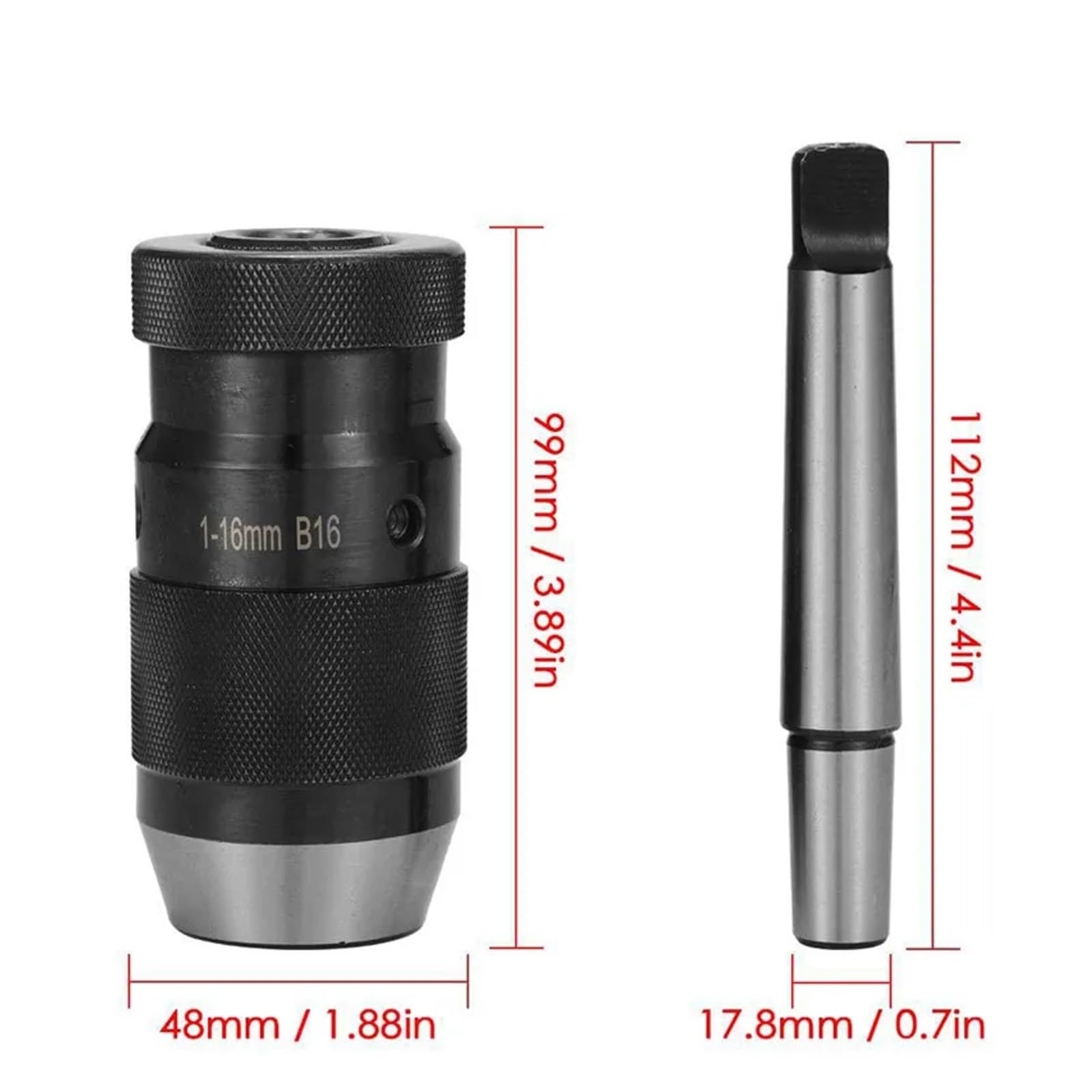 Trapano da tornio B16, senza chiave, 1-16 mm, MT2-B16, mandrino, mandrino autoregolante