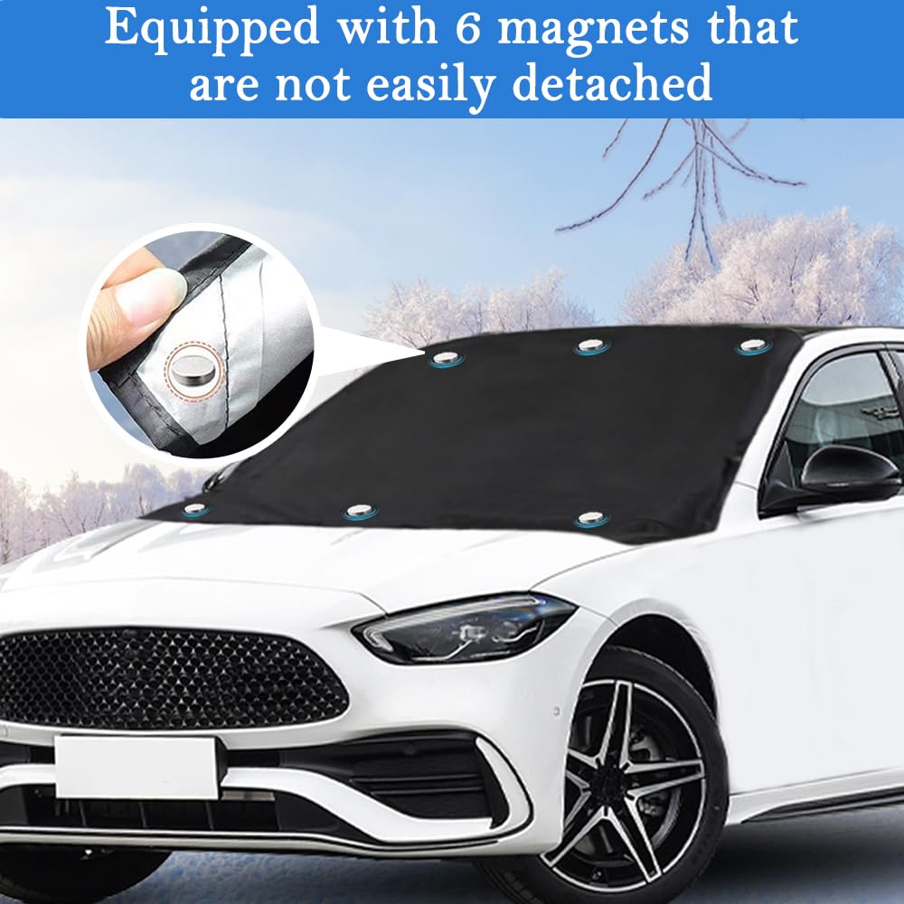 Copri Parabrezza Auto Antigelo con Magnete 206x116cm Protezione Neve Gelo Ghiaccio Anti UV Polvere