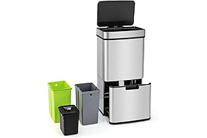 Goplus 4-in-1 Touchless Stainless Steel Trash Can and Recycle Bin