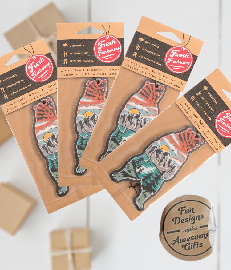 Image of Outdoor Adventure Car Air Freshener 4 Pack Scented With Premium Oils By Fresh Fresheners (Outdoor Bear)