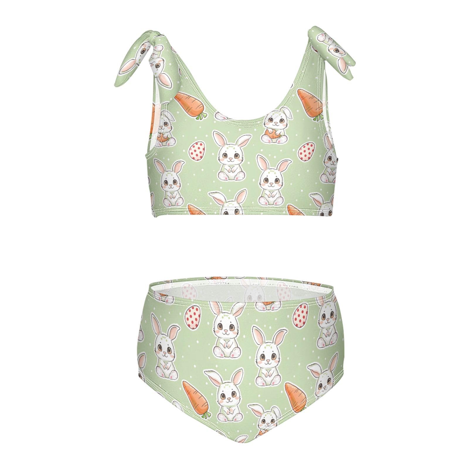 Cute Rabbit Girls Two Piece Tankini Swimsuits Summer Bathing Suit Beach Swimwear Set, 3T Multicoloured