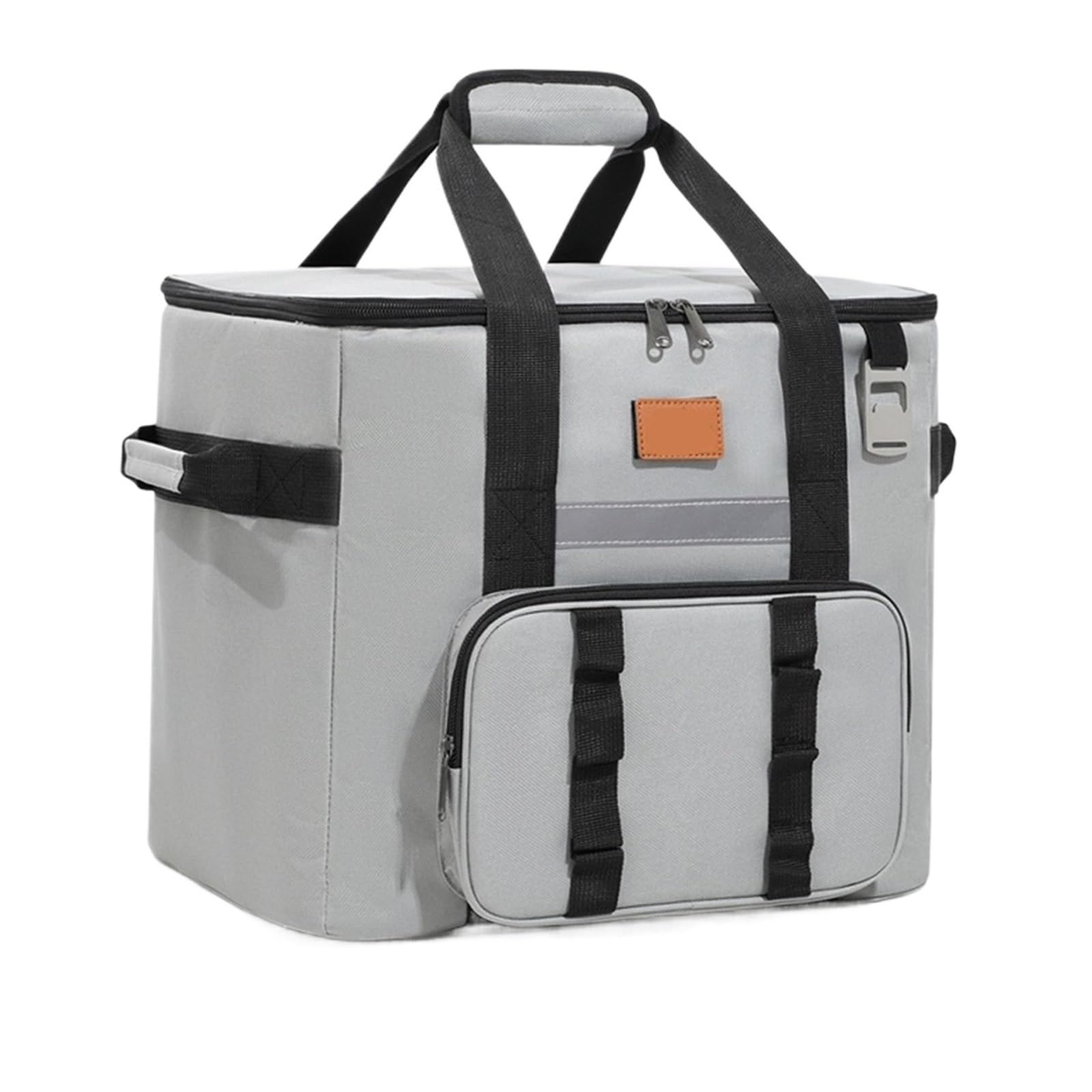 Generisch Grand sac isotherme pour femme - 40 l - Avec fermeture éclair - Pour le camping et la plage - Anti-fuite - Portable - Gris