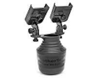 WeatherTech CupFone Duo – Adjustable, Universal Cup Holder Phone Mount Car & Truck Accessory – Best Design for iPhone & Smartphone Charging – Black Metal Knobs