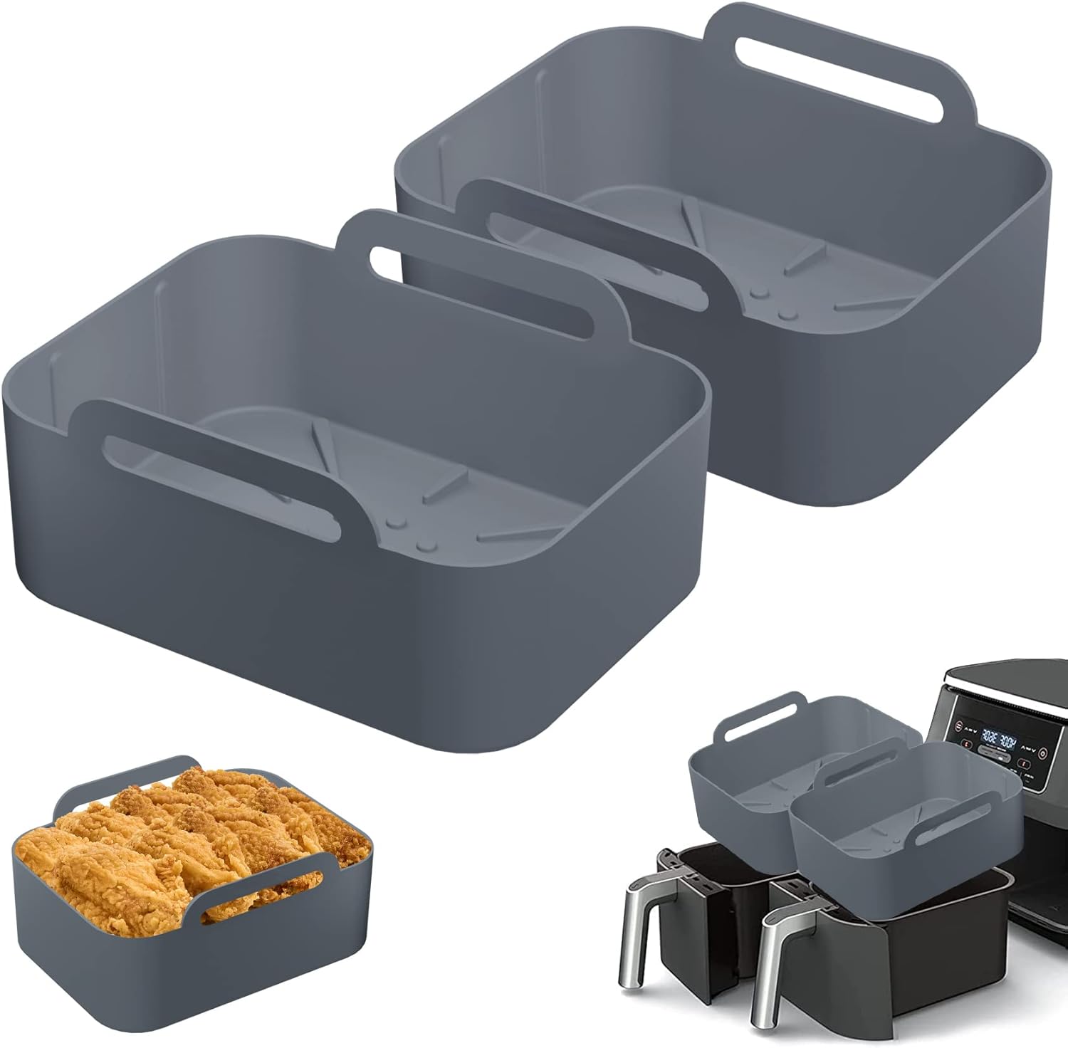 2023 New Version 2PCS Silicone Liners for Ninja Dual Air Fryer AF400UK