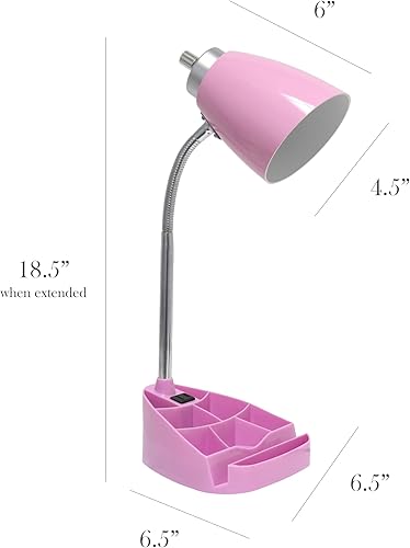 Miniatura 3 de Simple Designs LD1094-PNK - Lámpara de escritorio todo en uno de cuello de cisne de 18.5 pulgadas con soporte para iPad, soporte para libros y