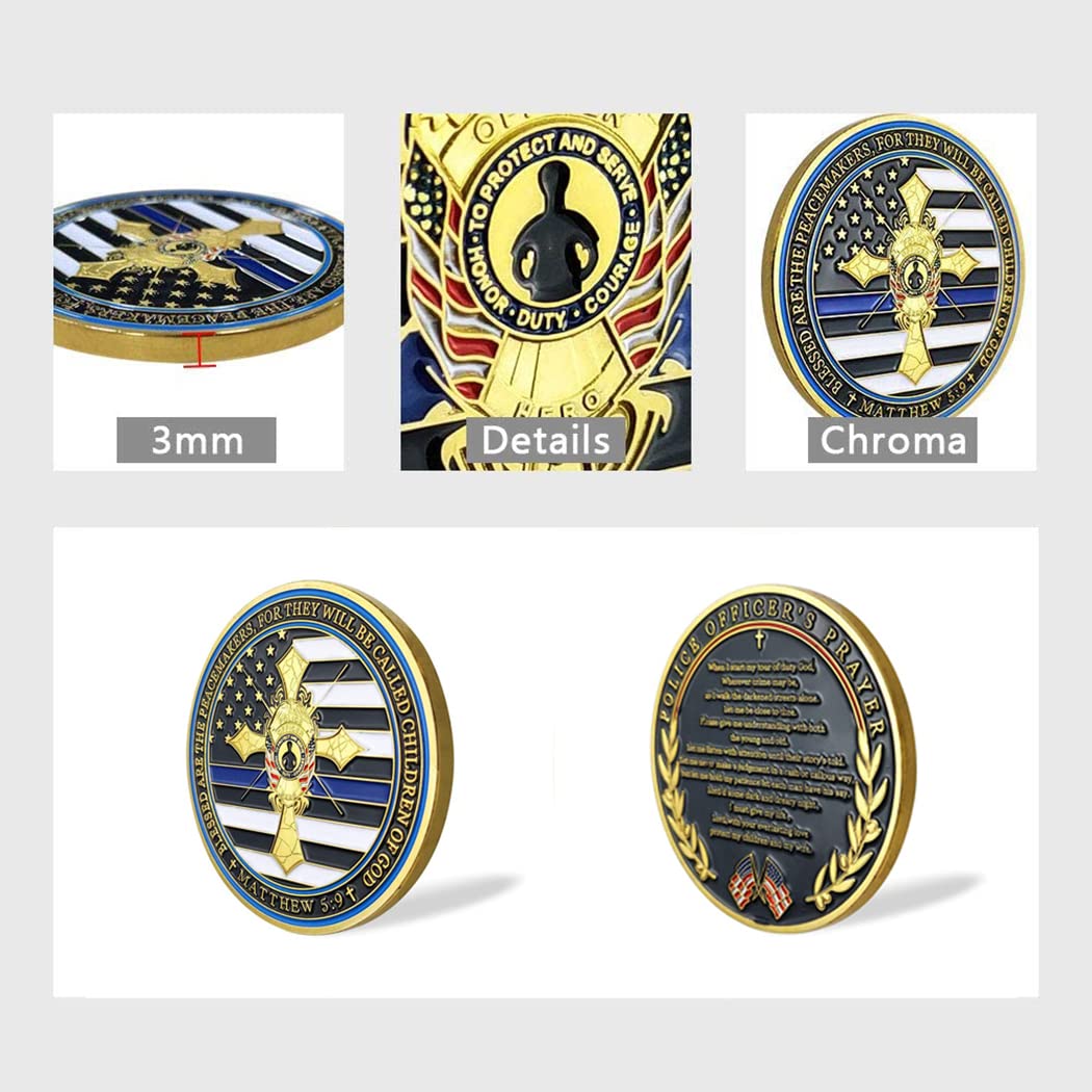 Thin Blue Line Police Prayer Coins -6 Thin Blue Line Police Prayer Coins -6