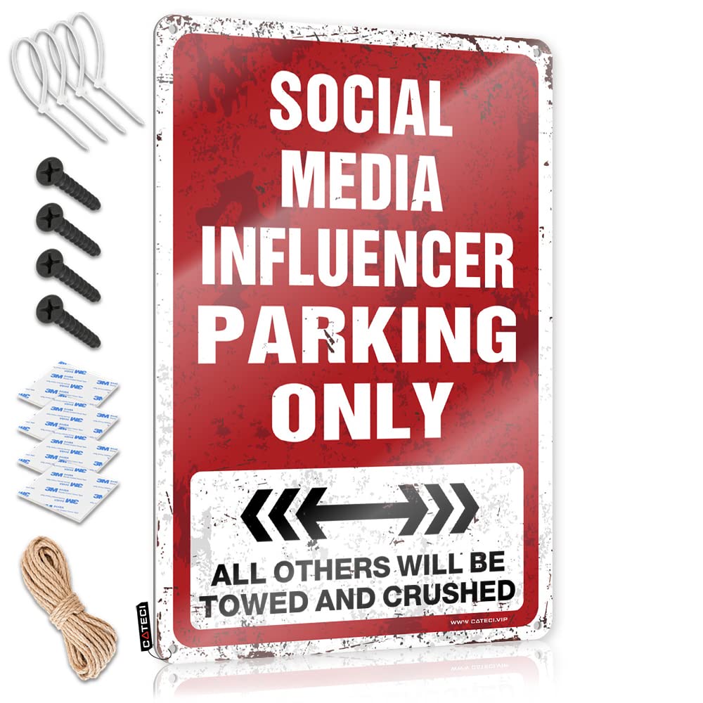 KRAZMURONGD Beer Decorations For Man Cave Funny Bar Decor Social Media Influencer Parking Only Tin Sign(30X40CM)