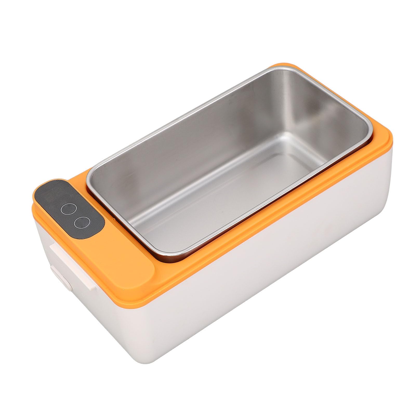 Lonchera eléctrica Almuerzo portátil recargable Calentador Gran capacidad Contenedor de alimentos con aislamiento de acero inoxidable para estudiantes y trabajadores de oficina (Naranja blanca)