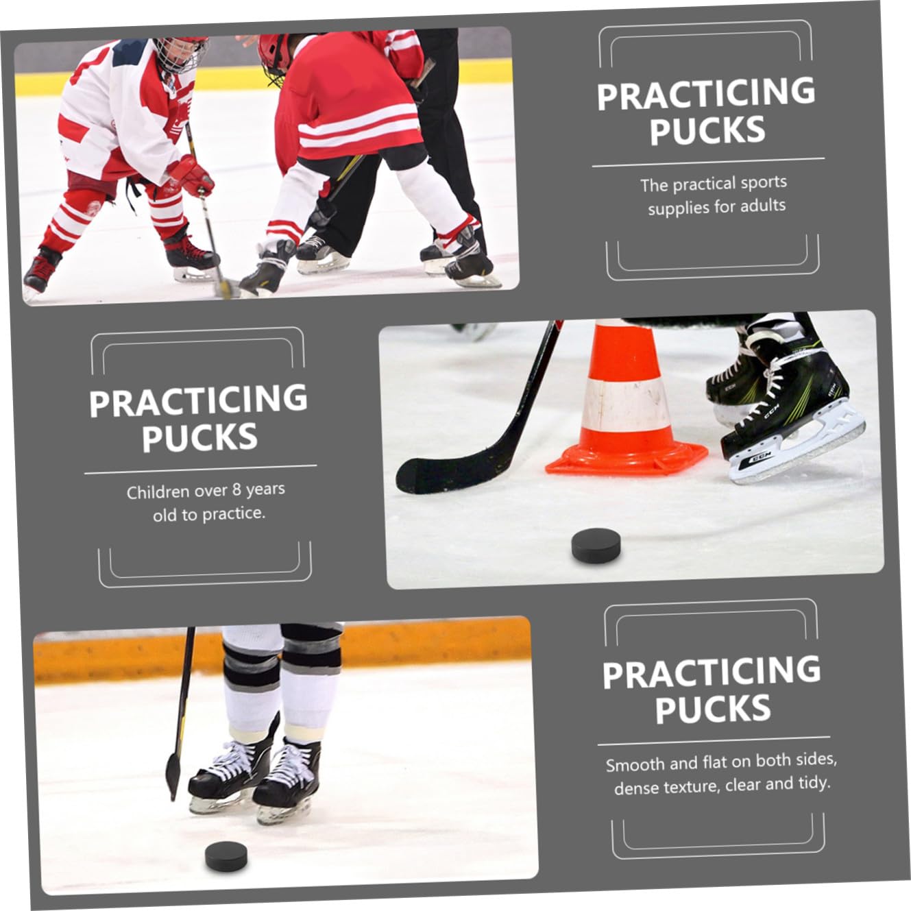 Palet Réglem en Taire Officiel de Hockey sur Glace 9 Pièces en Caoutchouc