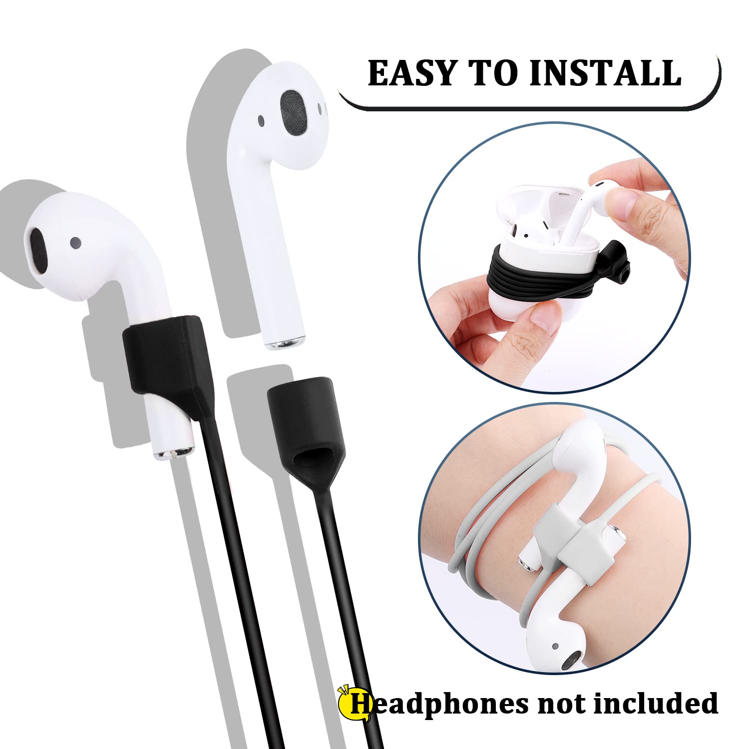 6 Sztuk Smyczy Dousznych, Anti Lost Straps Bezprzewodowa Smycz do Sluchawek Miekkie Silikonowe Paski Zapobiegajace Zgubieniu Kompatybilne z AIRPODS Pro 3/2/1 (3 Smycze, 3 Pary Zaczepów na Ucho)