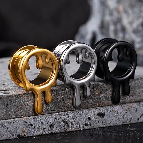 Miniatura 5 de 2 tapones para túneles de oreja de acero inoxidable 316, expansores de aretes hipoalergénicos para piercings estirados, 2 unidades