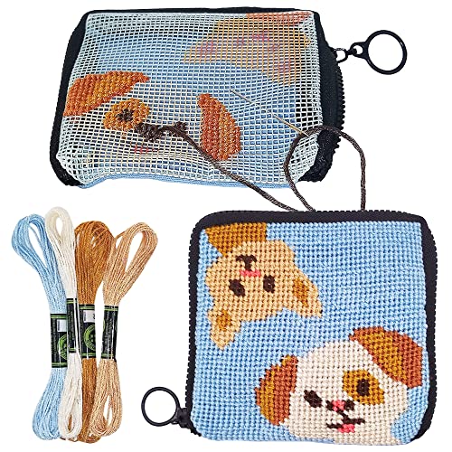 Pre-Printed-Needlepoint-Wallet-kit-for-Kids-Embroidery-Arts-and-Crafts-Sewing-Set-Cross-Stitch-CatDog Pre-Printed-Needlepoint-Wallet-kit-for-Kids-Embroidery-Arts-and-Crafts-Sewing-Set-Cross-Stitch-CatDog