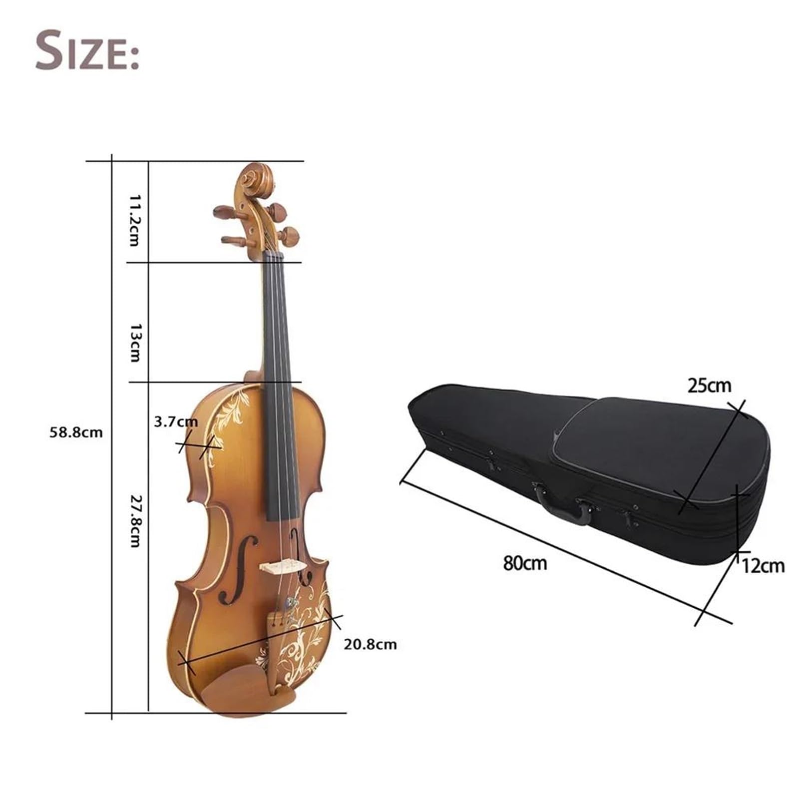 Violino Strumenti Musicali Kit Per Violino Acustico 4/4 Principianti E Adulti Pannello In Acero Con Custodia Archetto Strumento Musicale A Corde