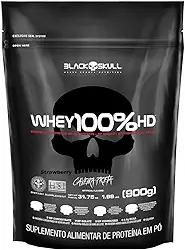 Whey 100% Hd - 900G Refil Morango, Black Skull