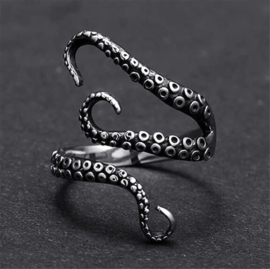 Black Octopus Opening Adjustable Retro Men Personality Ring and Creative : Clothing, Shoes & Jewelry