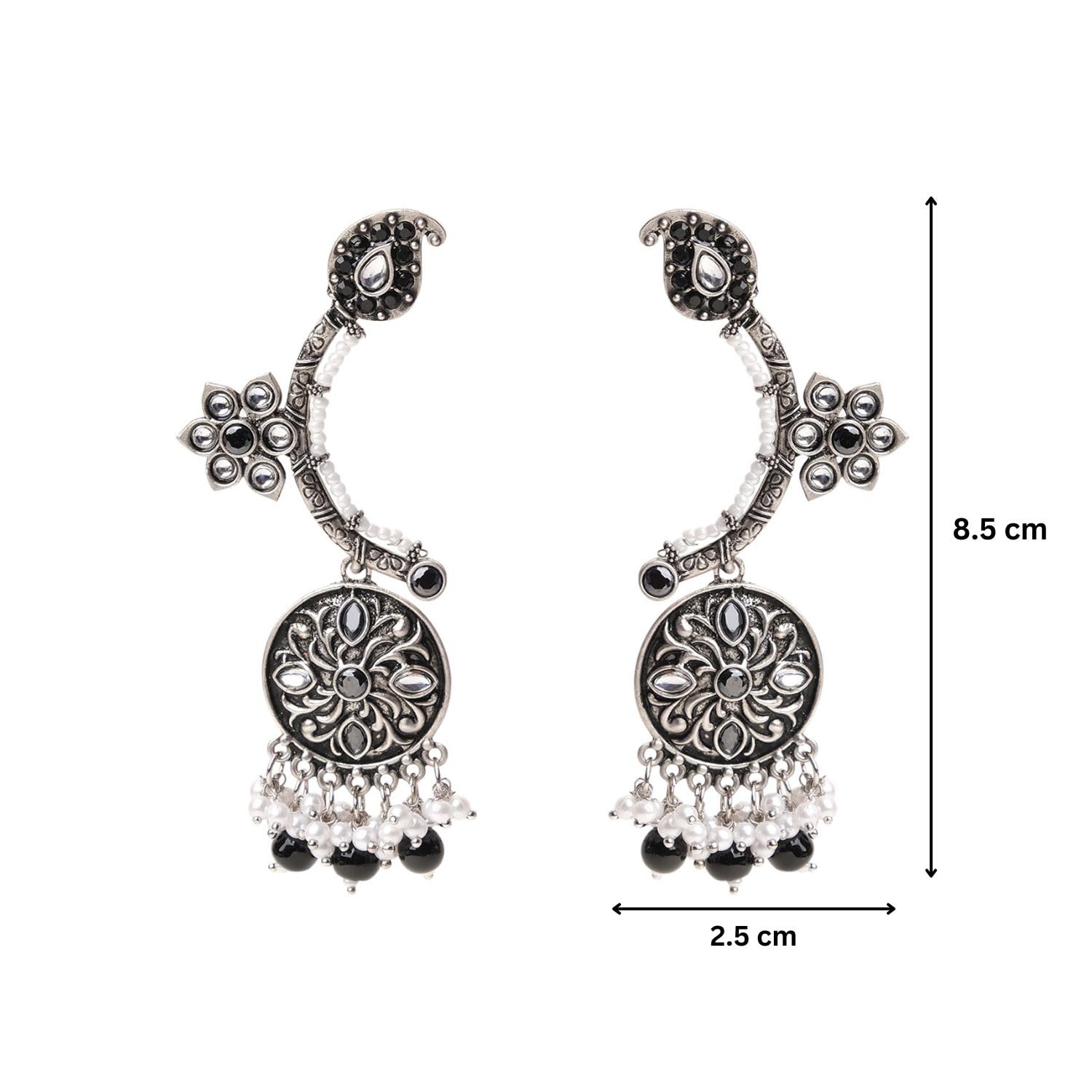 Oxidised Chaand Ambi Beaded Earrings Anti Tarnish, Light Weight