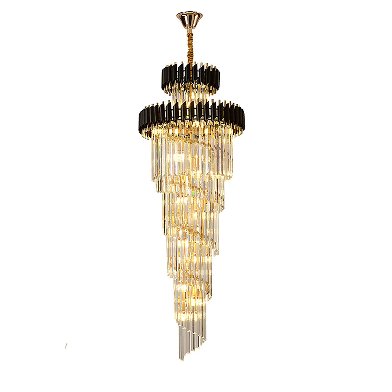 HXYSXHJUO Nordic Duplex Stair Chandelier - American Modern Crystal Light for Living Room Villa Hall with Revolving Feature and Long Design