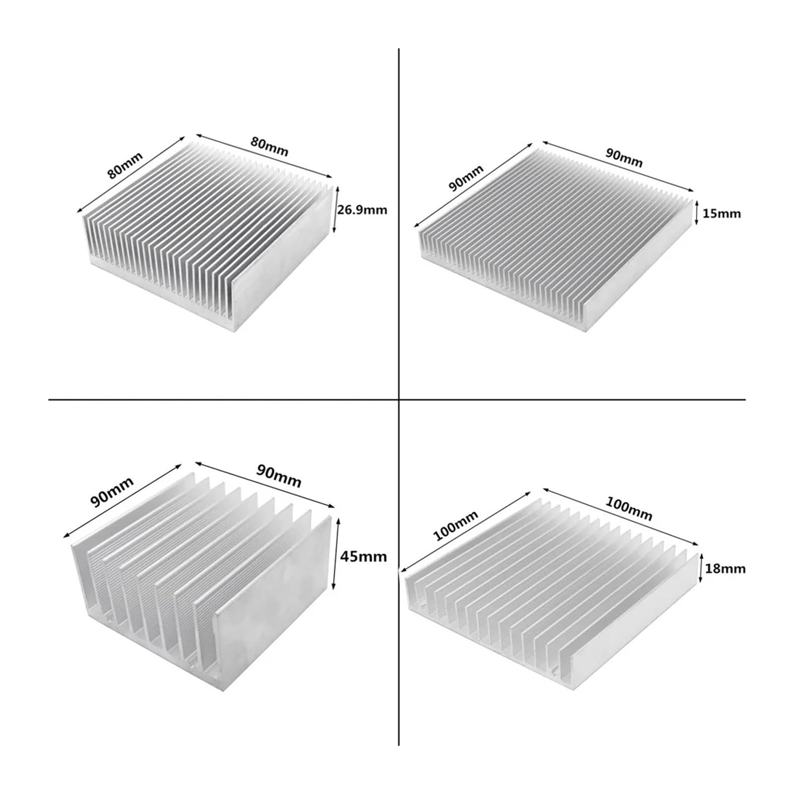 Aluminiowy radiator chłodnicy Radiator do elektronicznego chłodzenia chipów LED Rozpraszanie ciepła(120x120x20mm)