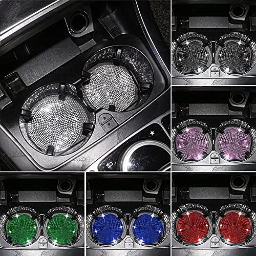 2 Pack Car Coasters for Cup Holders Universal Non-Slip Silicone Cup Holders Fancy Diamond Car Cup Holder Coasters,Bling Crystal Car Interior Accessories Auto Parts