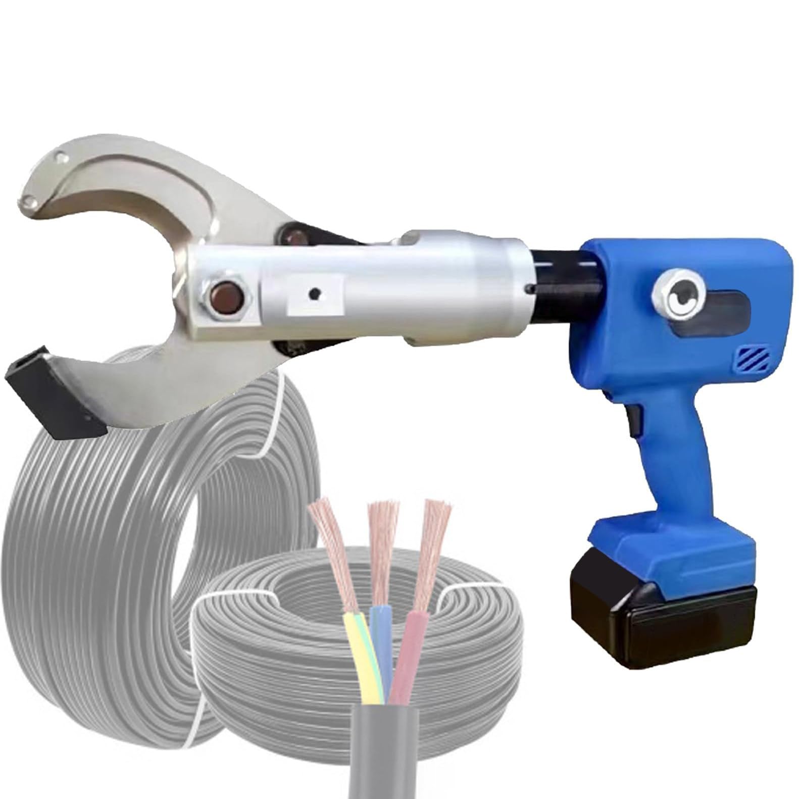 Akku Hydraulische Kabelschere, 80kn Kabelschneider Elektrischer Drahtschneider Drahtschneidewerkzeug FüR Max 65mm Kupfer/Aluminium Gepanzerte Kabel