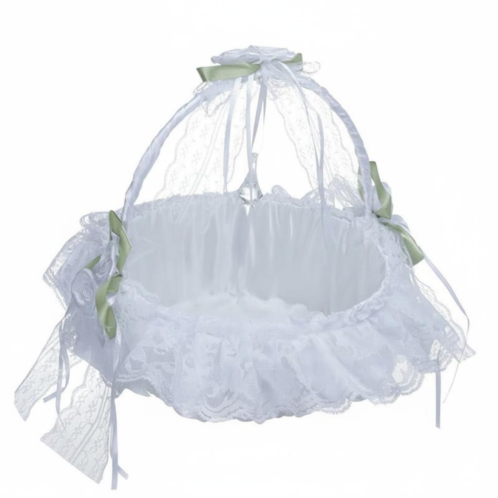 Easy to Carry Wedding Flower Girl Basket Elegant Flower Girl Basket Decorative Ceremony Accessory Handmade Look for Brides, White | Home & Garden | Wedding Supplies-picture-16