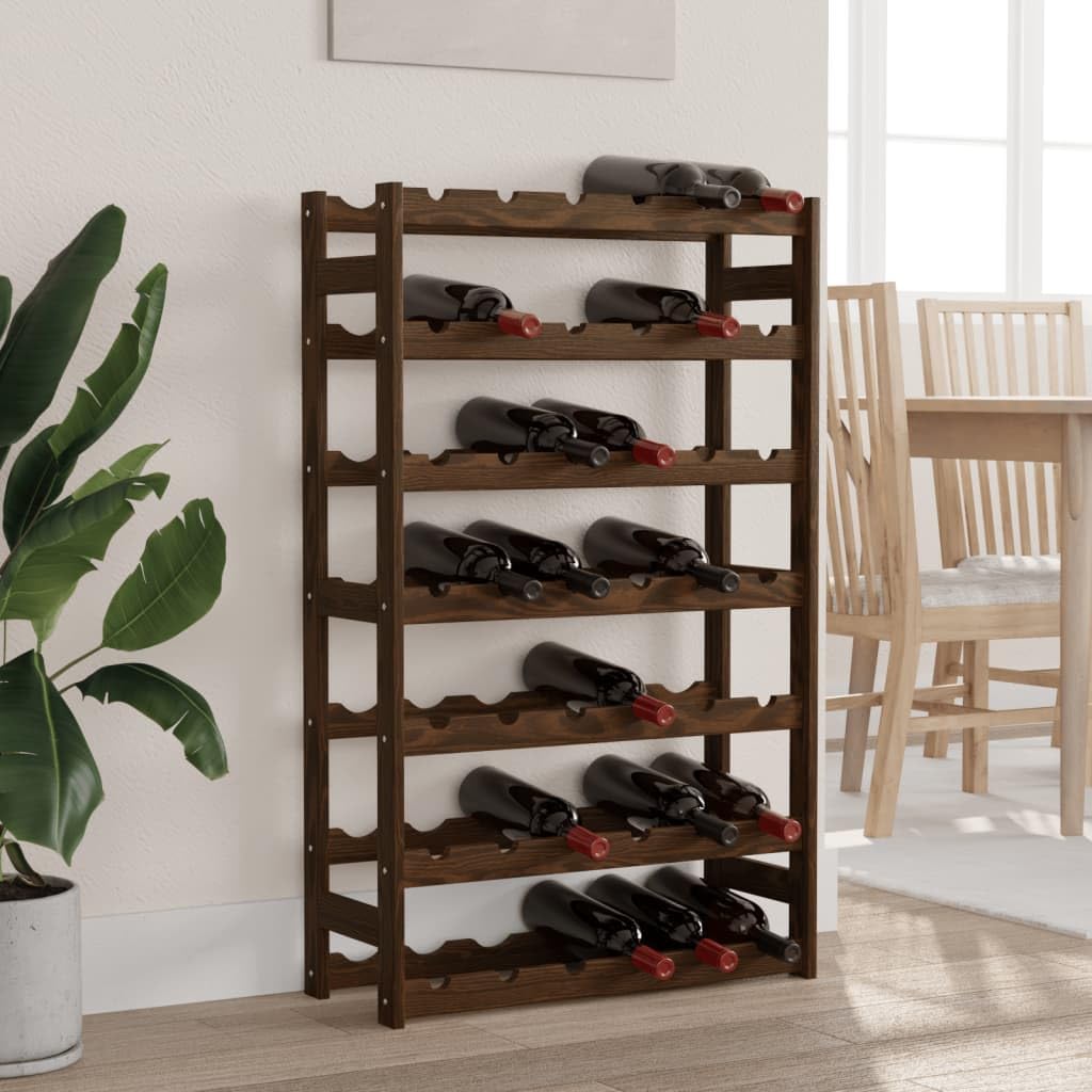 Homgoday Botellero para 42 botellas marrón de madera maciza de pino, botellero de vino, botellero de vino, botellero de vino, botellero de vino, mueble portavini