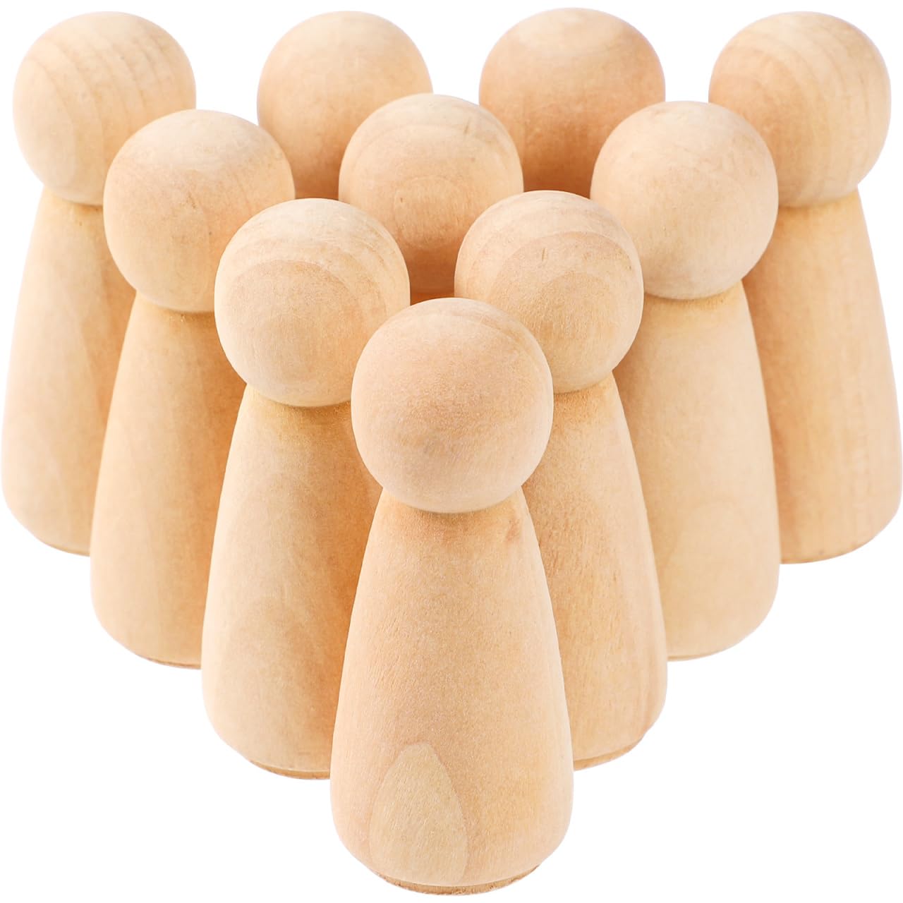 Toddmomy 10Pcs DIY Wooden Peg Dolls 2.32 Inch Blank Cake Toppers Wedding Party Decoration Natural Wooden Crafts Unfinished Angel Figures