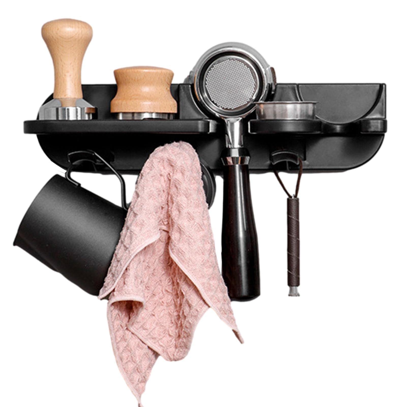 Coffee Portafilter Wall Mount Portafilter Holder, Coffee Portafilter Rack Wall Mount Coffee Tamper Rack Multifunctional Coffee Organiser Coffee Rack for Portafilter Mask and Accessories 51 mm