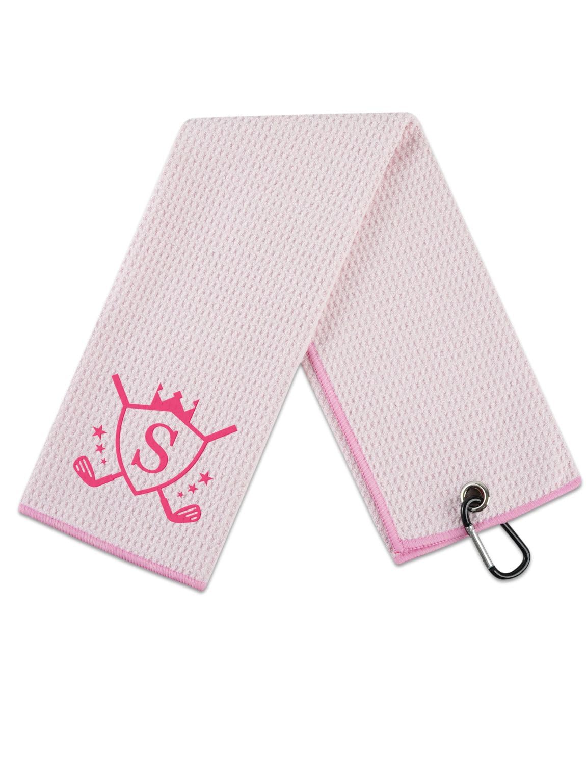 CybGene Microfiber Golf Towel for Women, 16'x 24', Pink - Initial S