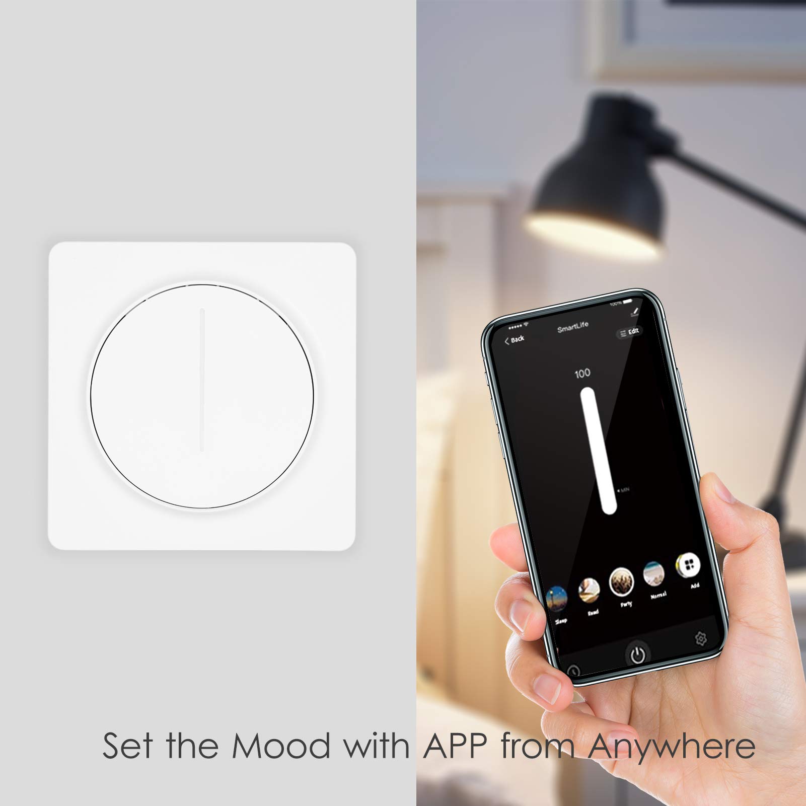 Karlak Interruptor de atenuación inteligente, interruptor de luz Zigbee inteligente compatible con Alexa Home con control remoto, requiere cable neutro de un solo polo Tuya, estándar europeo,