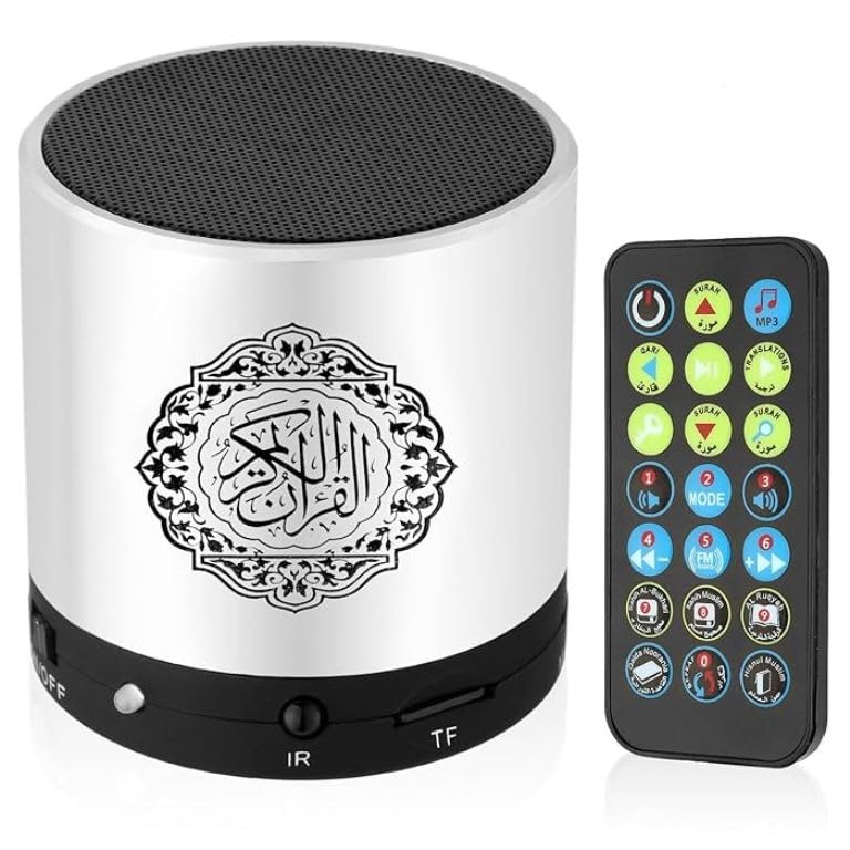 Portable Qur'an Speaker With 16 Reciters and 16 Translations (Silver)