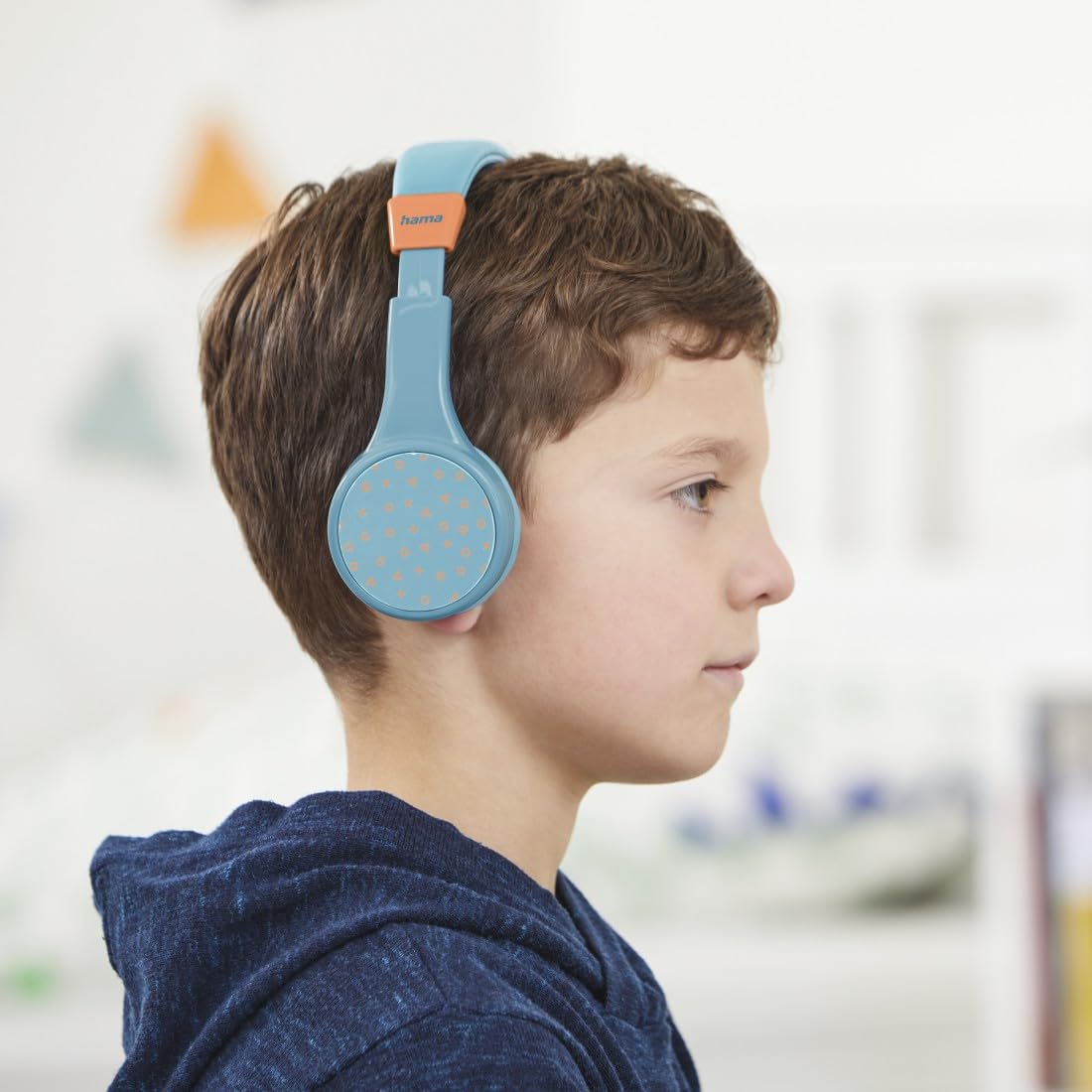 Hama | Auriculares inalámbricos para niños (Cascos Bluetooth con limitador de Volumen, micrófono, Flexibles, Ajustables, hasta 40h música) Azul