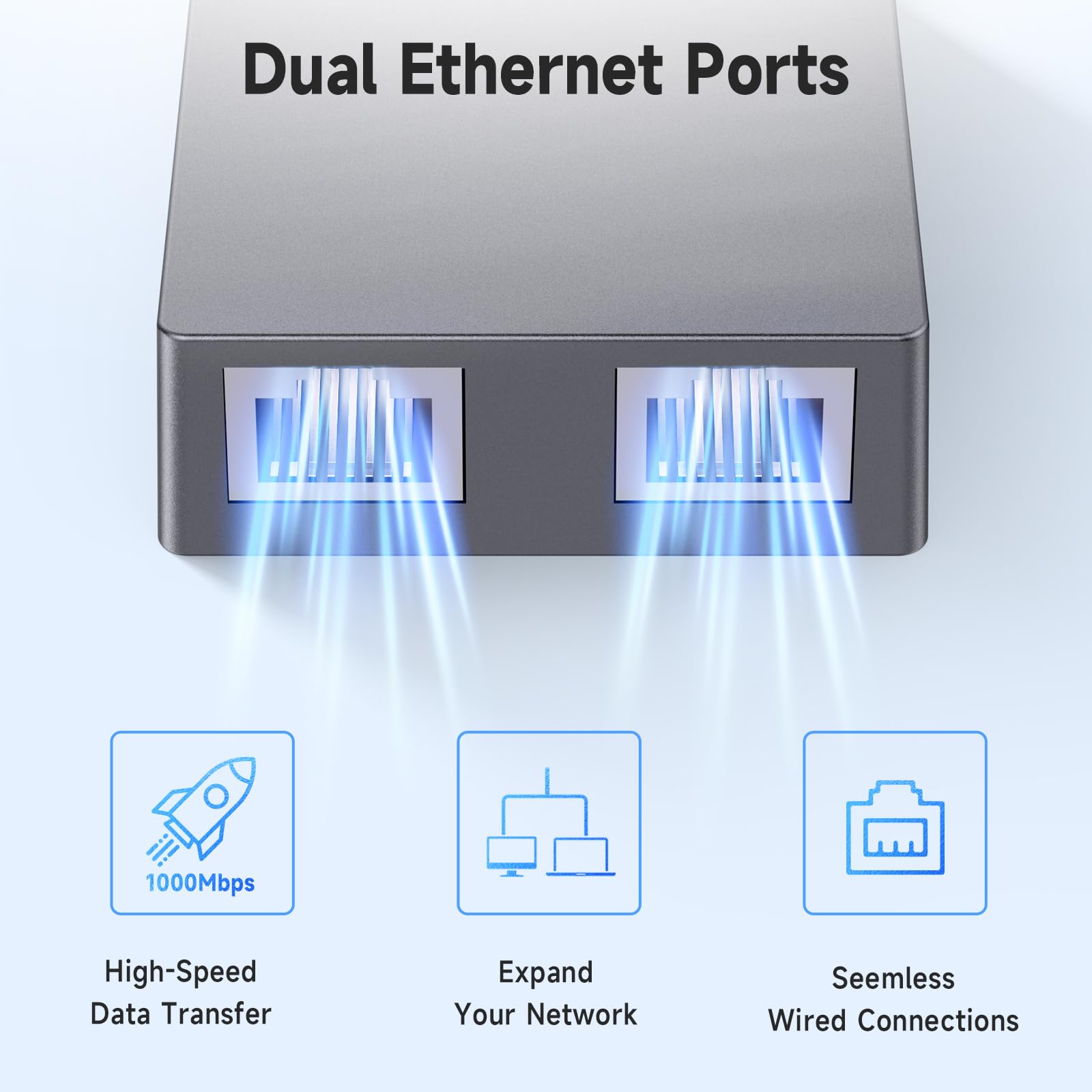 Adaptateur Starlik Ethernet, Starlik V2 de Deux Ports à RJ45 Gigabit de Linkoostar Rápida 2 Dispositifs Réseau Simultanément WiFi Extender Hub | Jusqu'à 1 Gbps